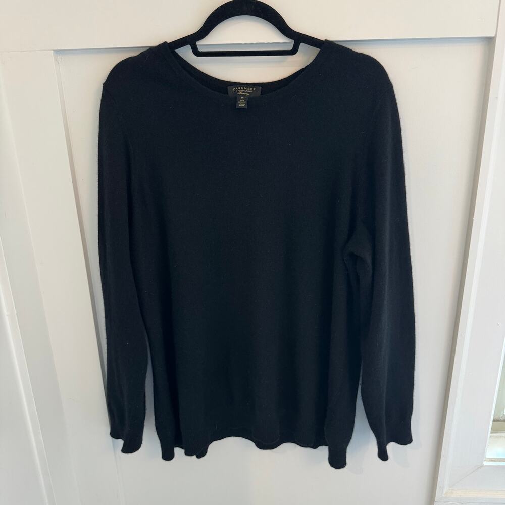Charter Club 100% Cashmere Size 2XL Black Crew Neck Sweater Minimalist Luxury